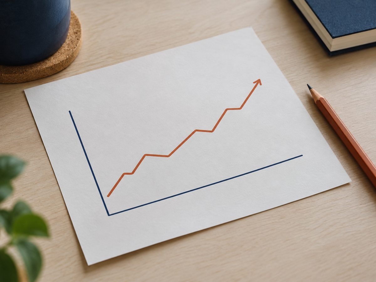 Printed performance graph on a desk