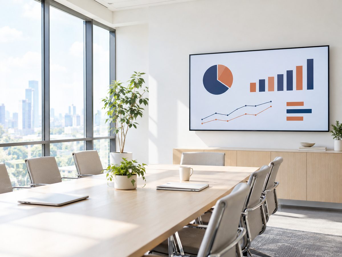 Campaign performance dashboard on a wall screen