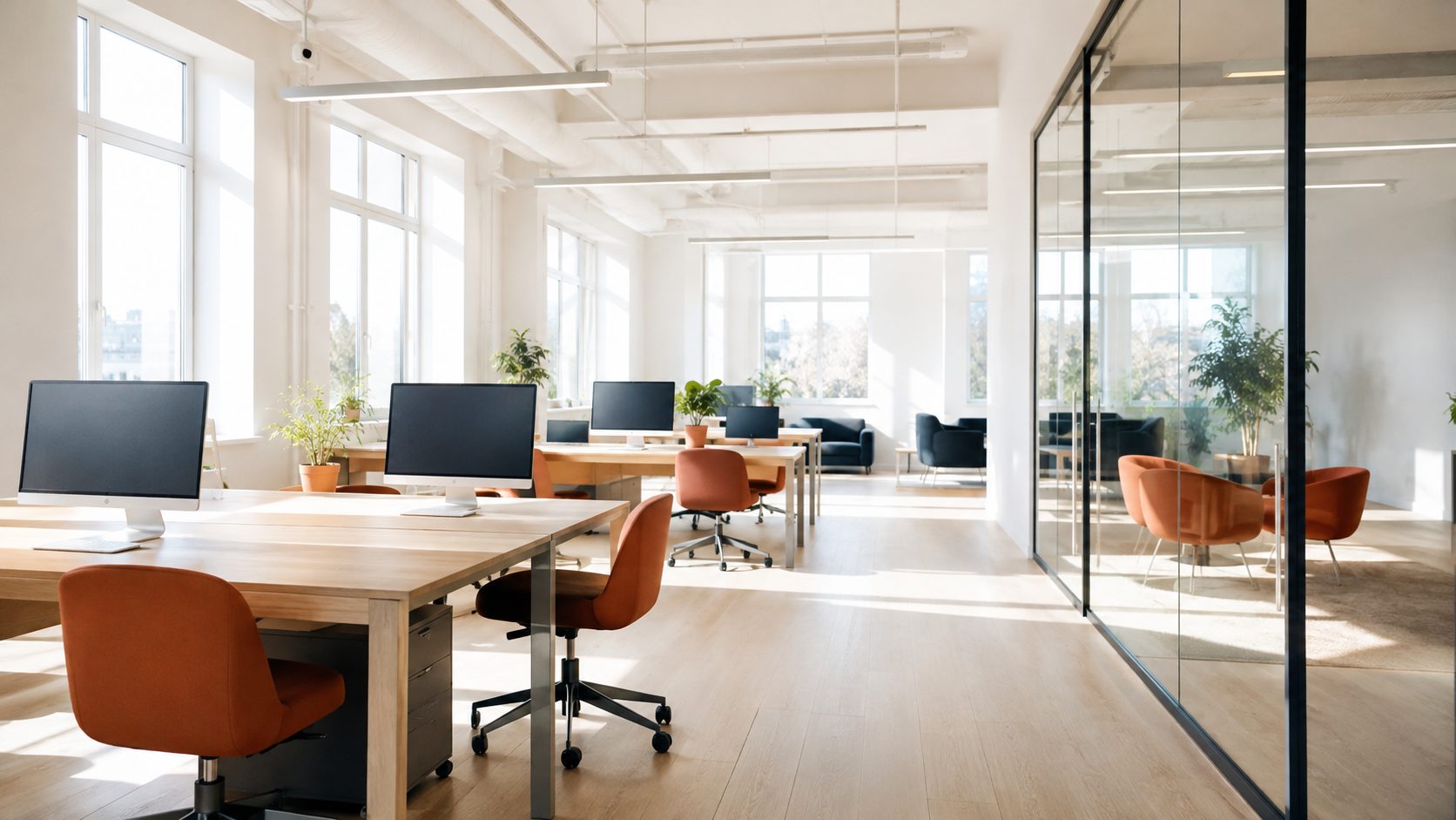 Advertising studio workspace in daylight