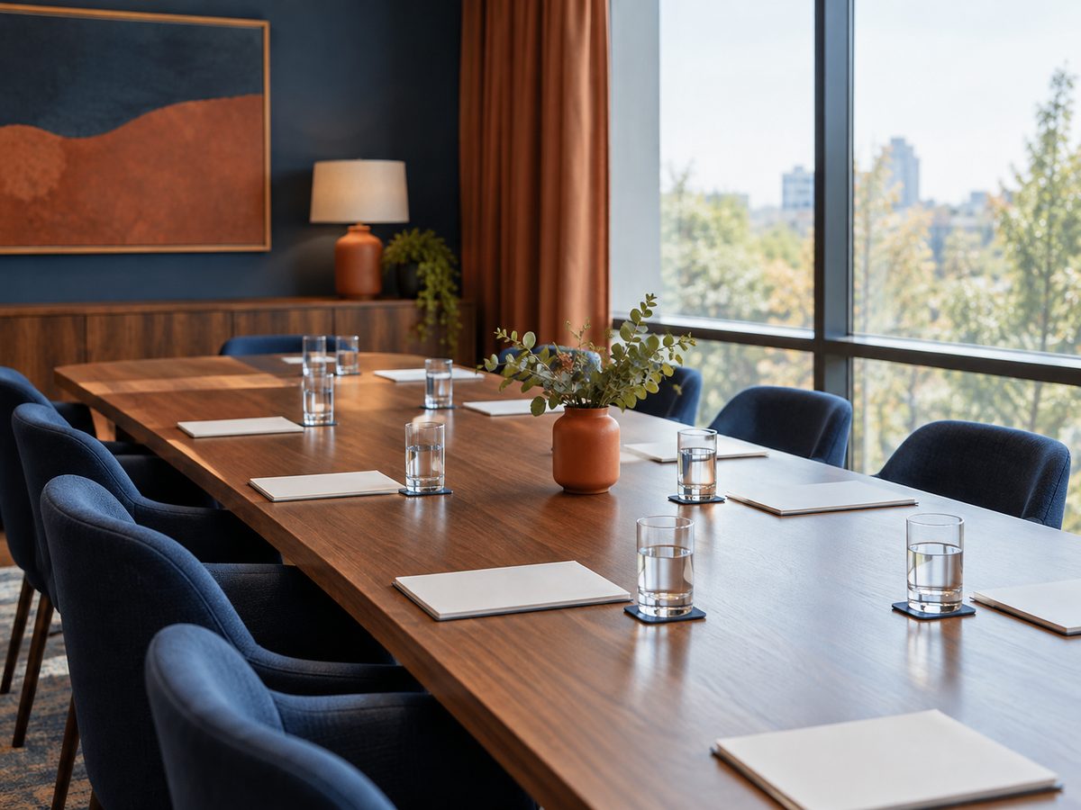 Meeting room prepared for a planning session