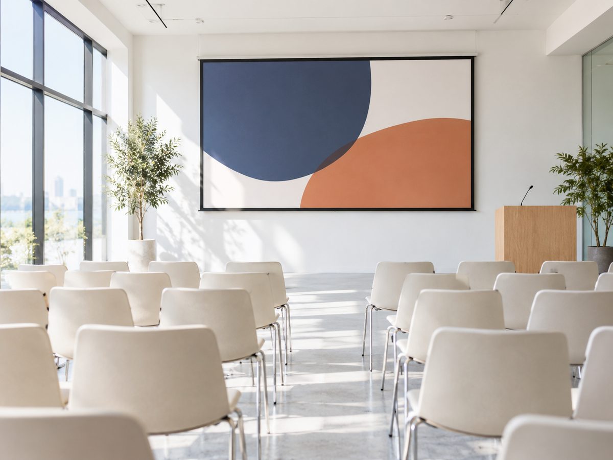 Presentation room set out for a client review